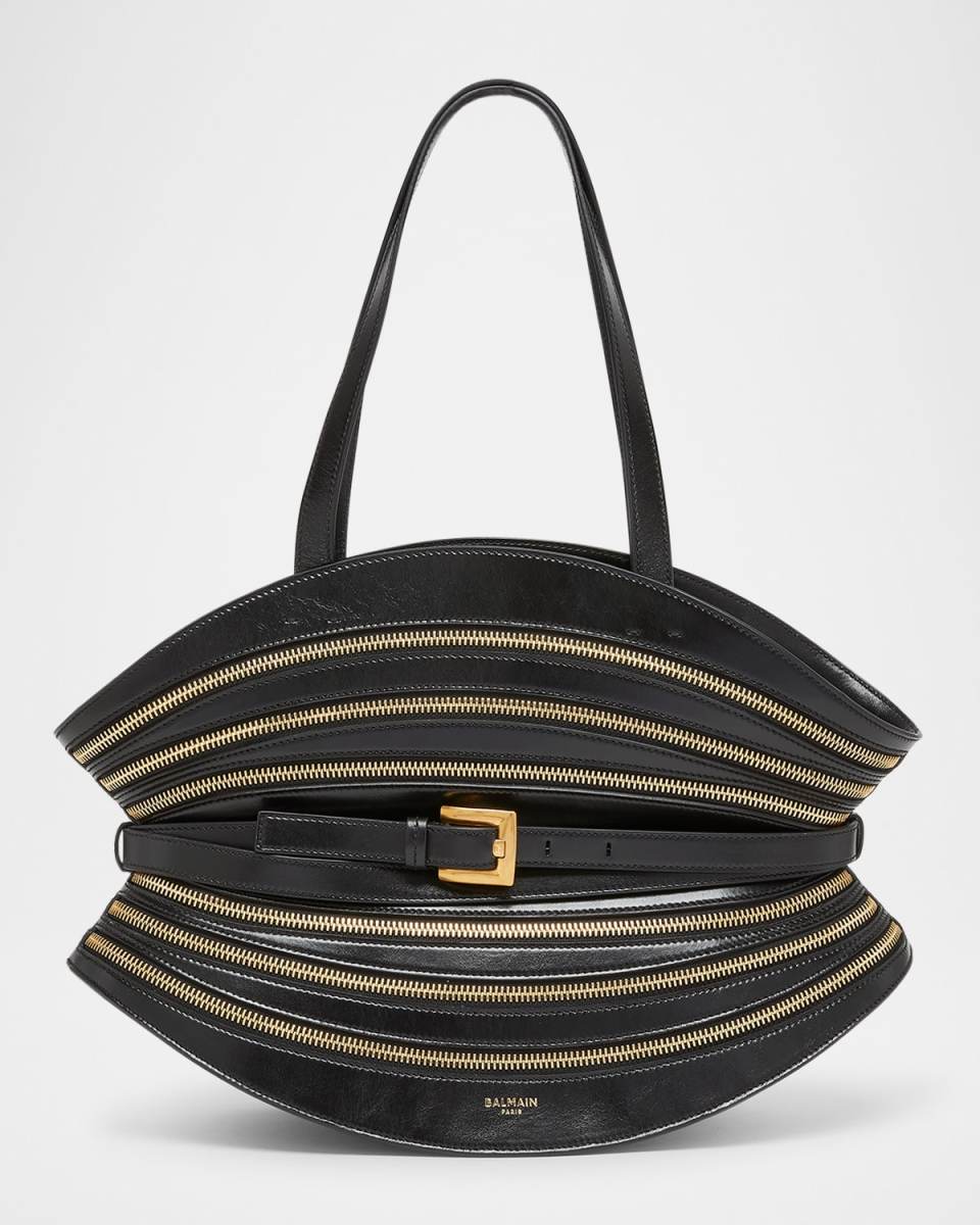 Shuffle Medium Belted Zipper Shoulder Bag in Leather